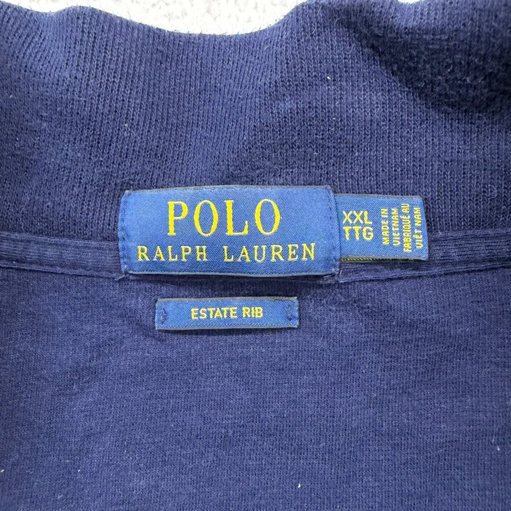Polo‎ Ralph Lauren Estate Rib Navy Blue Quarter Zip Pullover Sweater Mens XXL